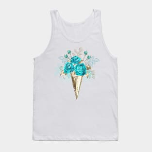 Waffle Cone with Turquoise Roses Tank Top